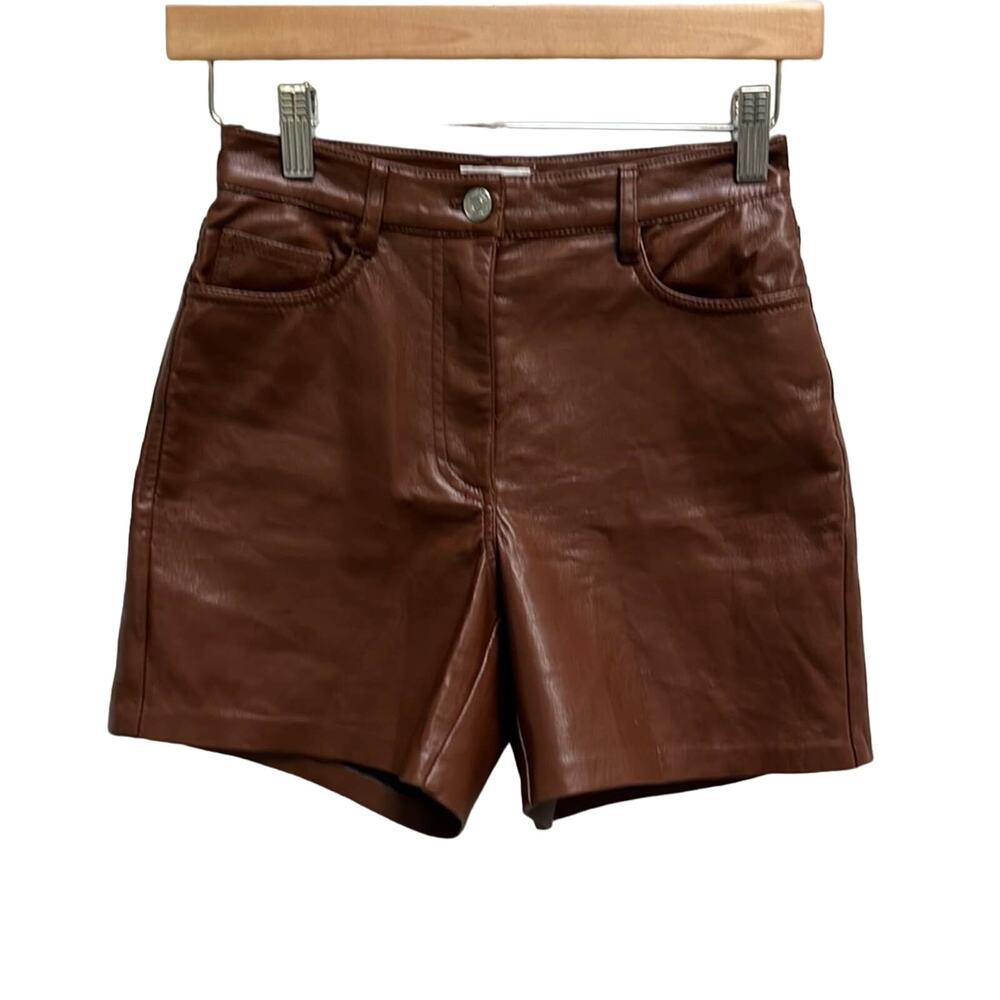 Aritzia Wilfred Faux Brown Leather Shorts Size 00